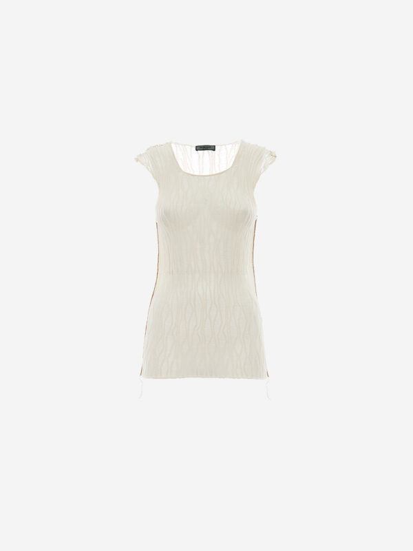embossed gauze knitted t-shirt