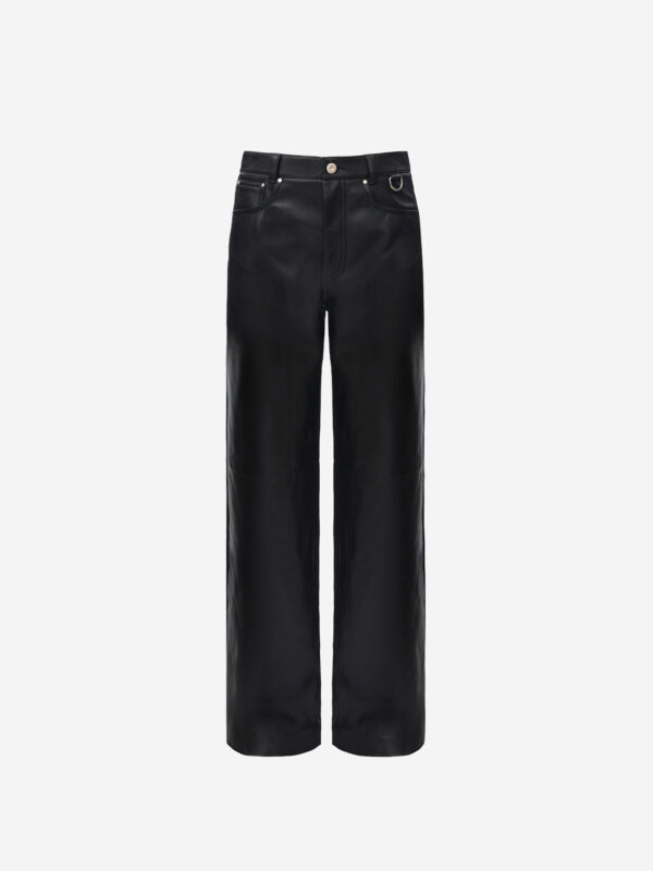 PANTALONI IN PELLE A GAMBA LARGA