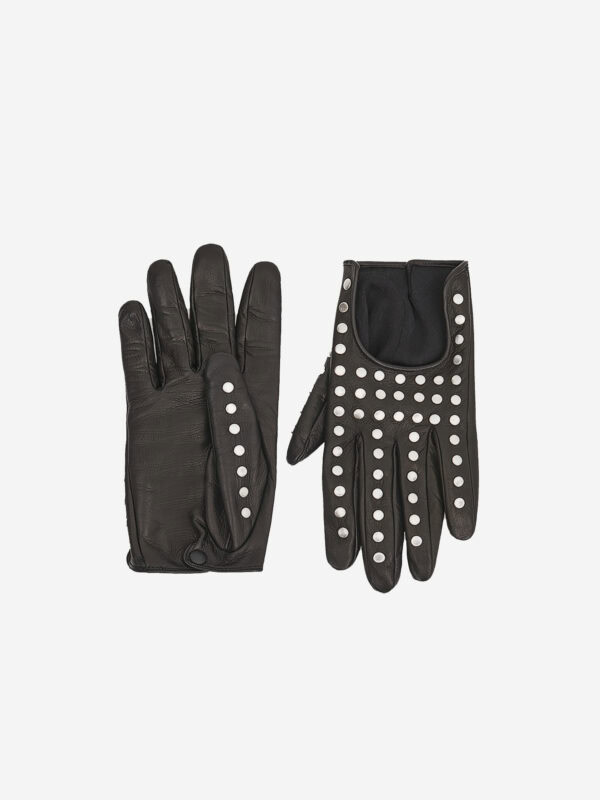 Fully studded nappa leather gloves with silk lining