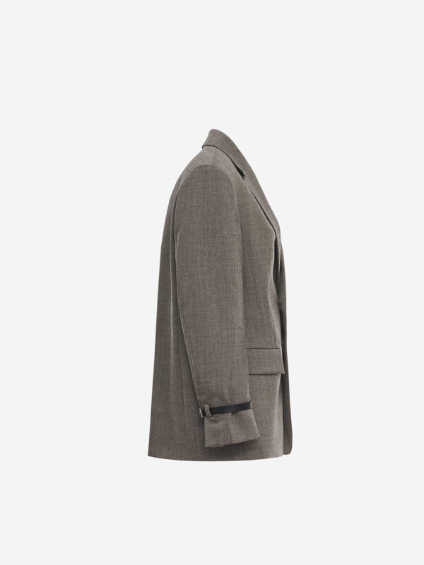 Single-breasted virgin wool tailored jacket, greige