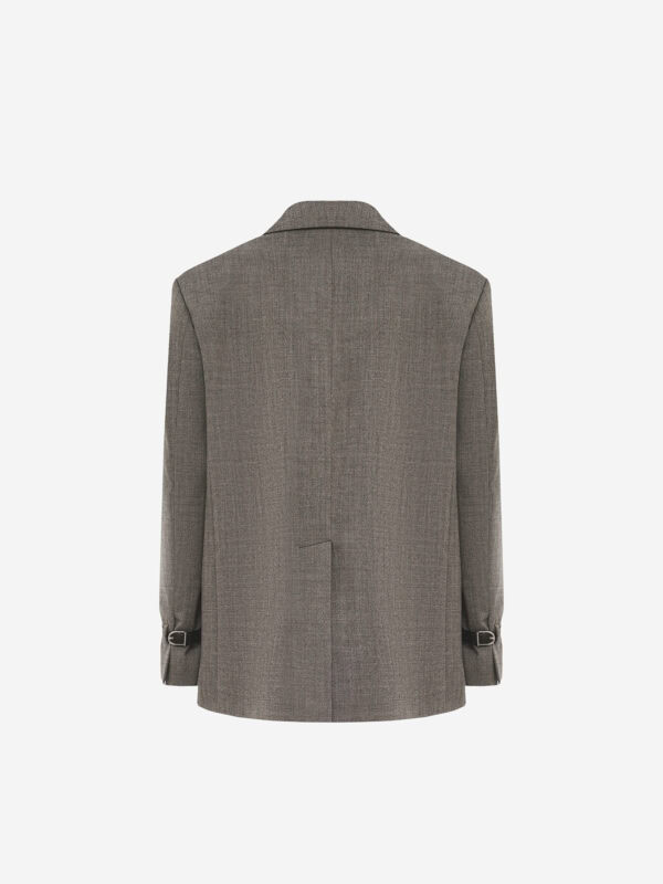 Single-breasted virgin wool tailored jacket, greige