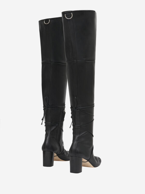 Soft leather over-the-knee boots with heel and side zip