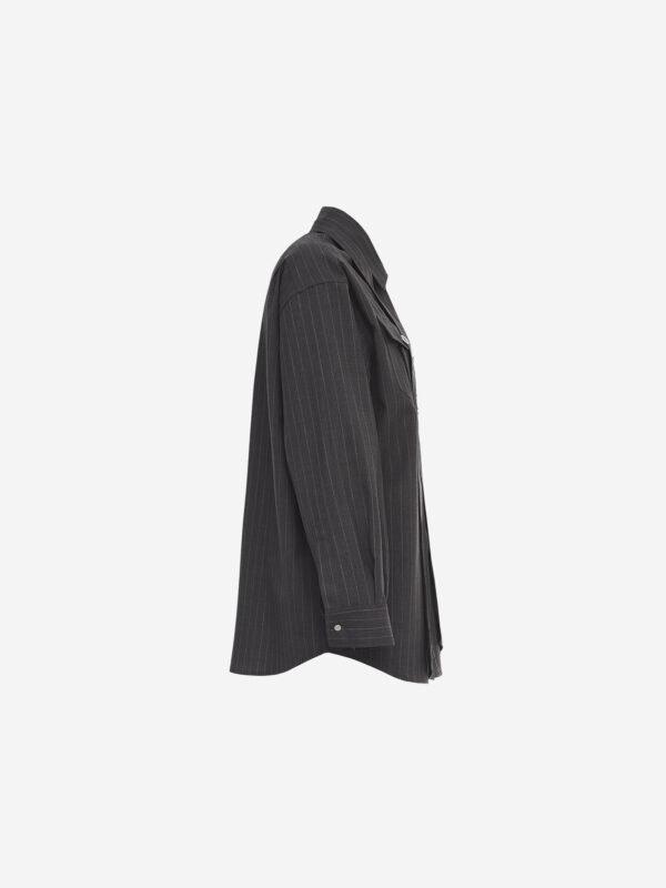 Pinstripe regular-fit shirt with removable scarf