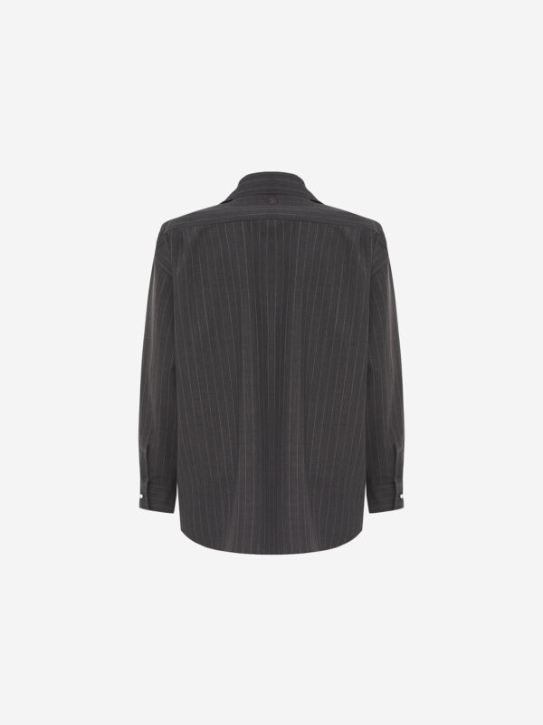 Pinstripe regular-fit shirt with removable scarf