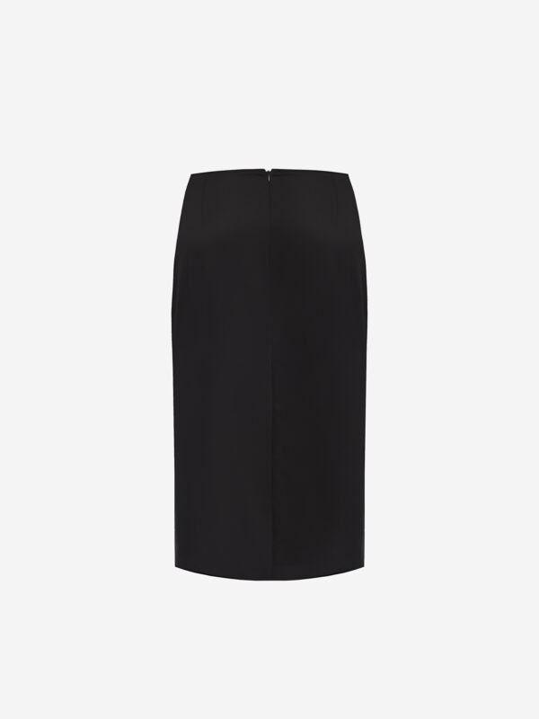 Pony hair pencil skirt with leather back strap