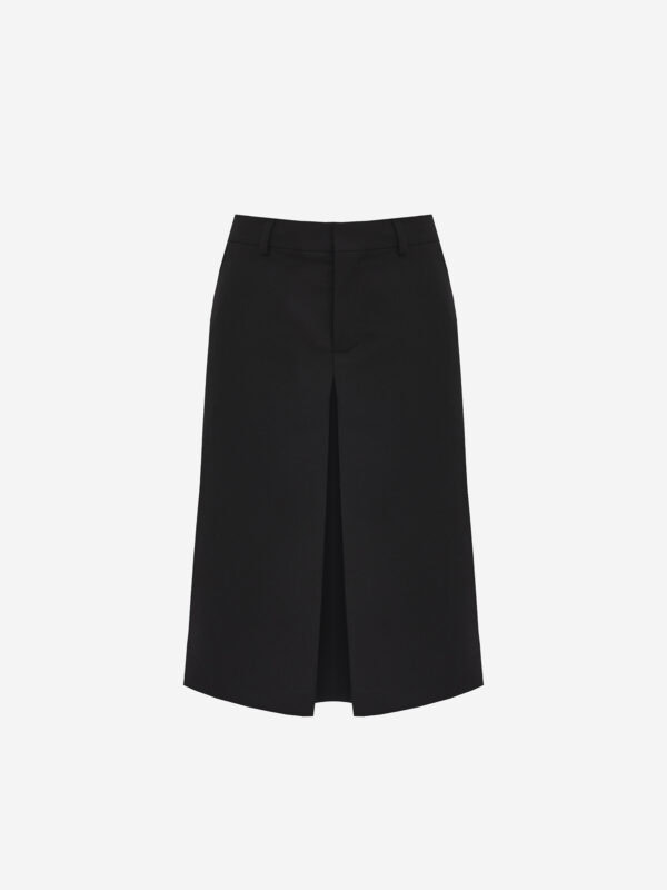 Virgin wool pencil skirt with front slit